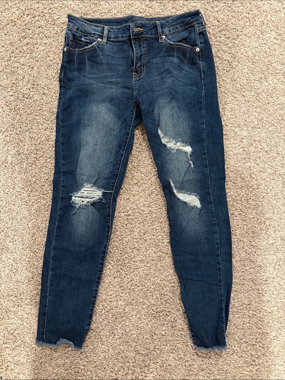 Just USA Dark Blue Distressed Skinny Jeans